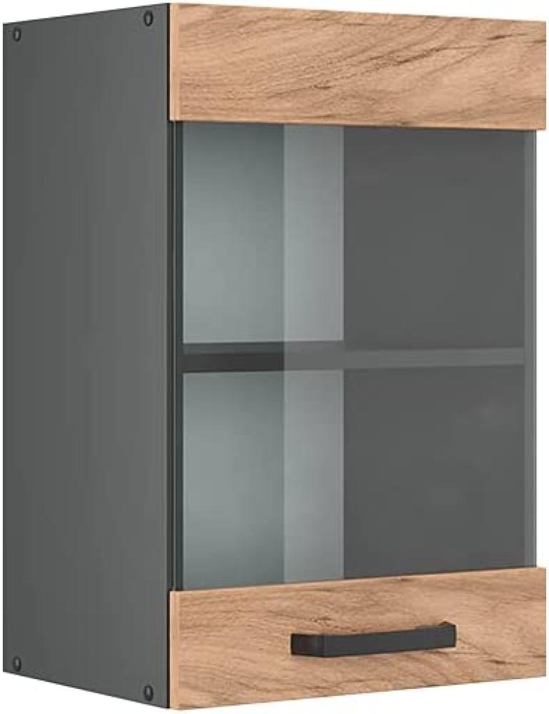 VICCO Küchenschrank R-Line Hängeschrank Unterschrank Küchenzeile Küchenunterschran Anthrazit (Eiche, Hängeglasschrank 40cm) Bild 1