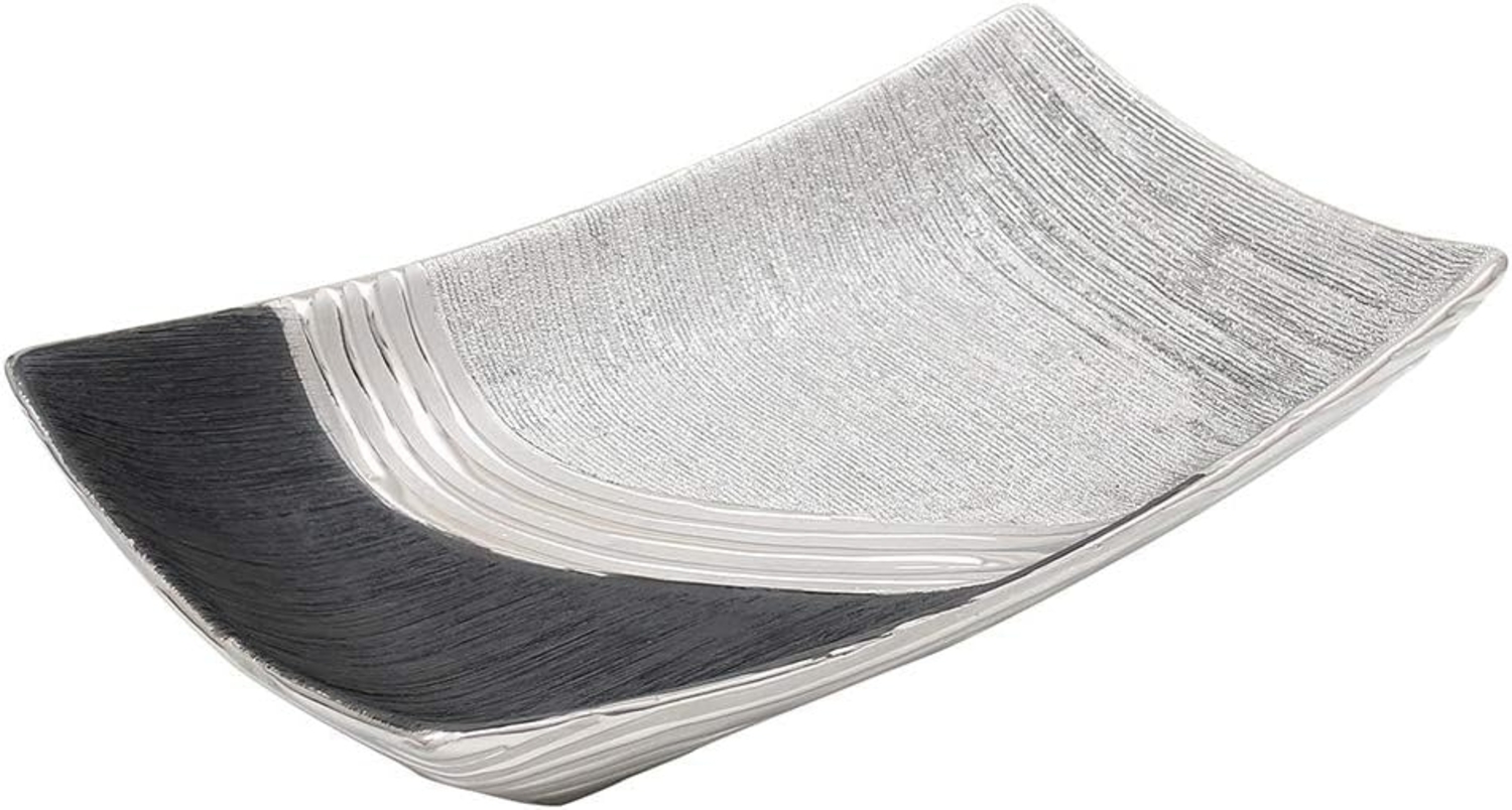 Dekohelden24 Dekoschale Edle moderne Deko Designer Keramik Schale / Dekoschale in silber-grau, ca. 30 x 18 x 6 cm. Bild 1