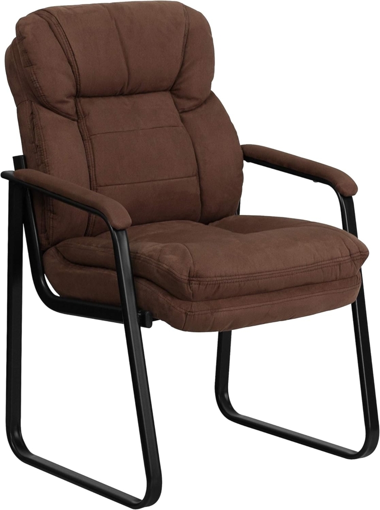 Flash Furniture Chefsessel aus Mikrofaser, mit Lendenwirbelstütze und Schlitten, Braun Bild 1