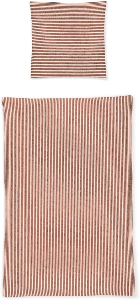 Irisette Soft-Seersucker Bettwäsche Set Shadow 8362 orange 155x200 cm + 1 x Kissenbezug 80x80 cm Bild 1