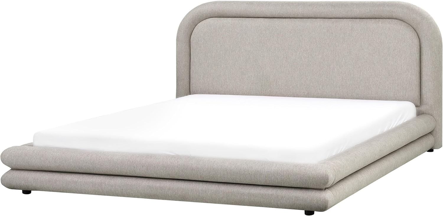Bett mit Lattenrost Kunstleinen LAVARDENS 180 x 200 cm Taupe Bild 1