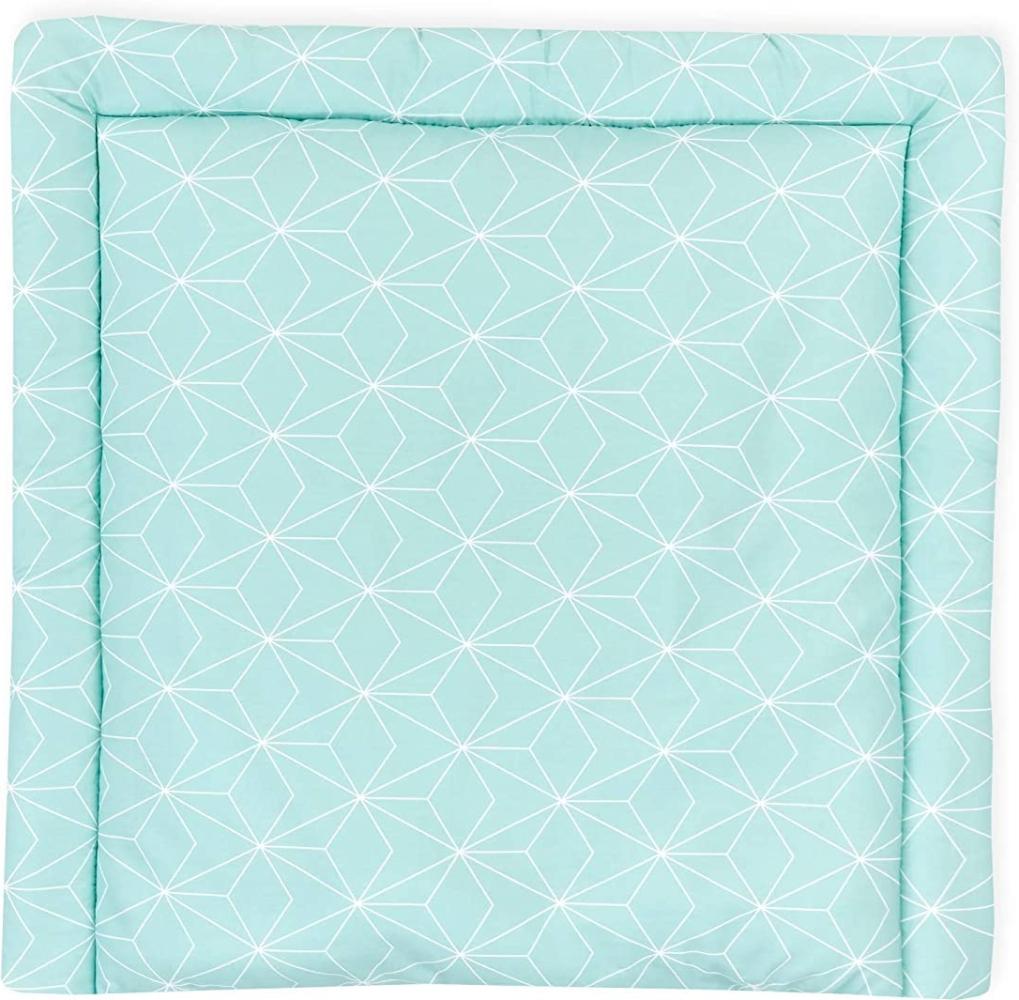 KraftKids Wickelauflage in weiße dünne Diamante auf Mint, Wickelunterlage 60x70 cm (BxT), Wickelkissen Bild 1