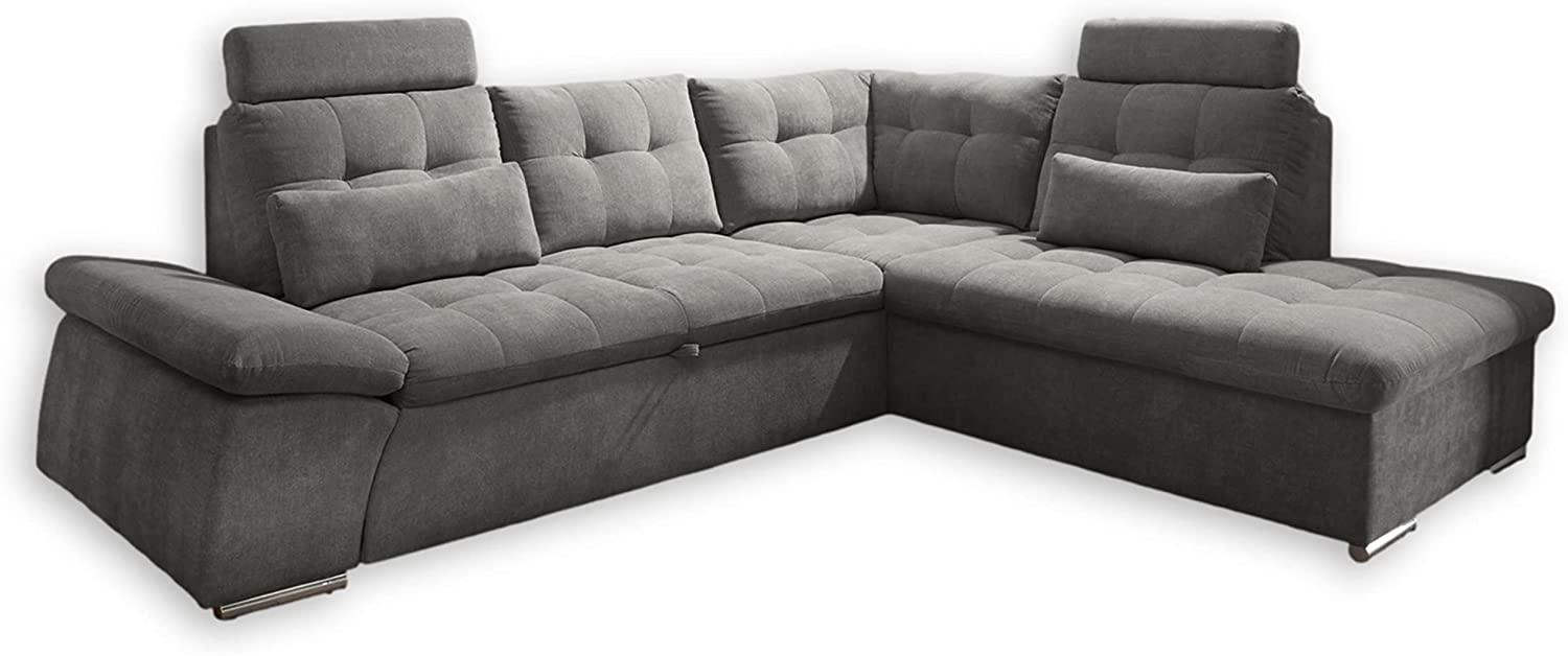 Ecksofa Couch NALO Sofa Schlafcouch Bettsofa braun-schwarz (stone) L-Form rechts Bild 1