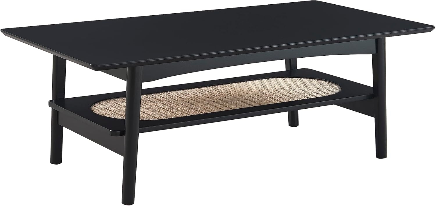BAÏTA Couchtisch Anatole schwarz und Rattangeflecht Bild 1