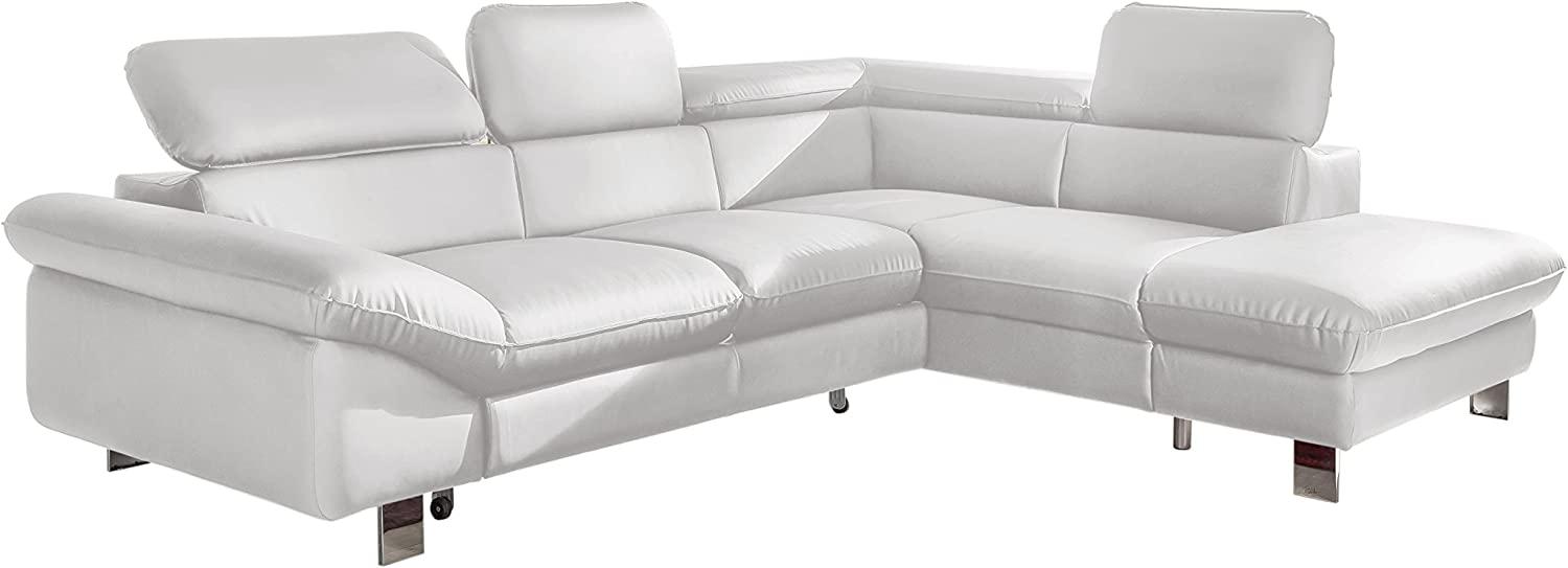 Mivano Ecksofa Driver in modernem Design / Ledersofa in L-Form mit Ottomane rechts / Inkl. verstellbare Kopfstützen / 266 x 73 x 214 / Kunstleder weiß Bild 1