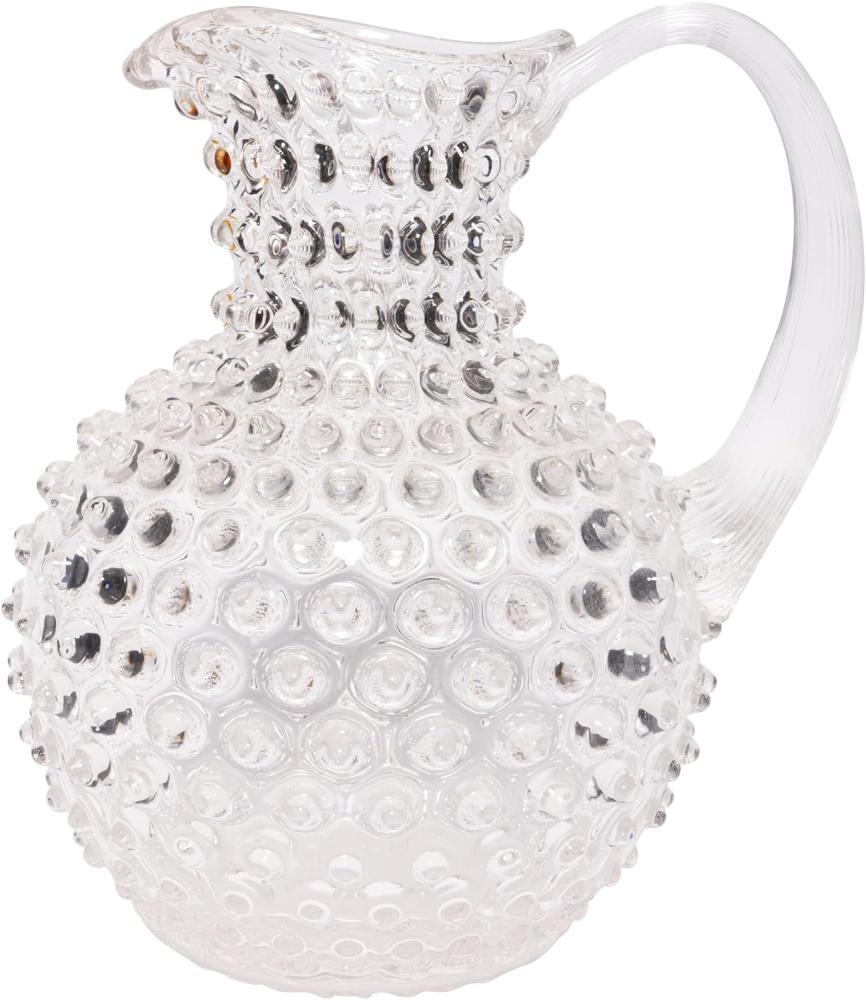 CHEHOMA - Glaskaraffe mit Diamantspitzen-Dekor und breitem Henkel - Transparent und Robust verarbeitet - 2 Liter Wasserkrug oder Tischvase - Höhe: 23 cm - Stilvolle Tischkultur & Deko-Accessoire Bild 1