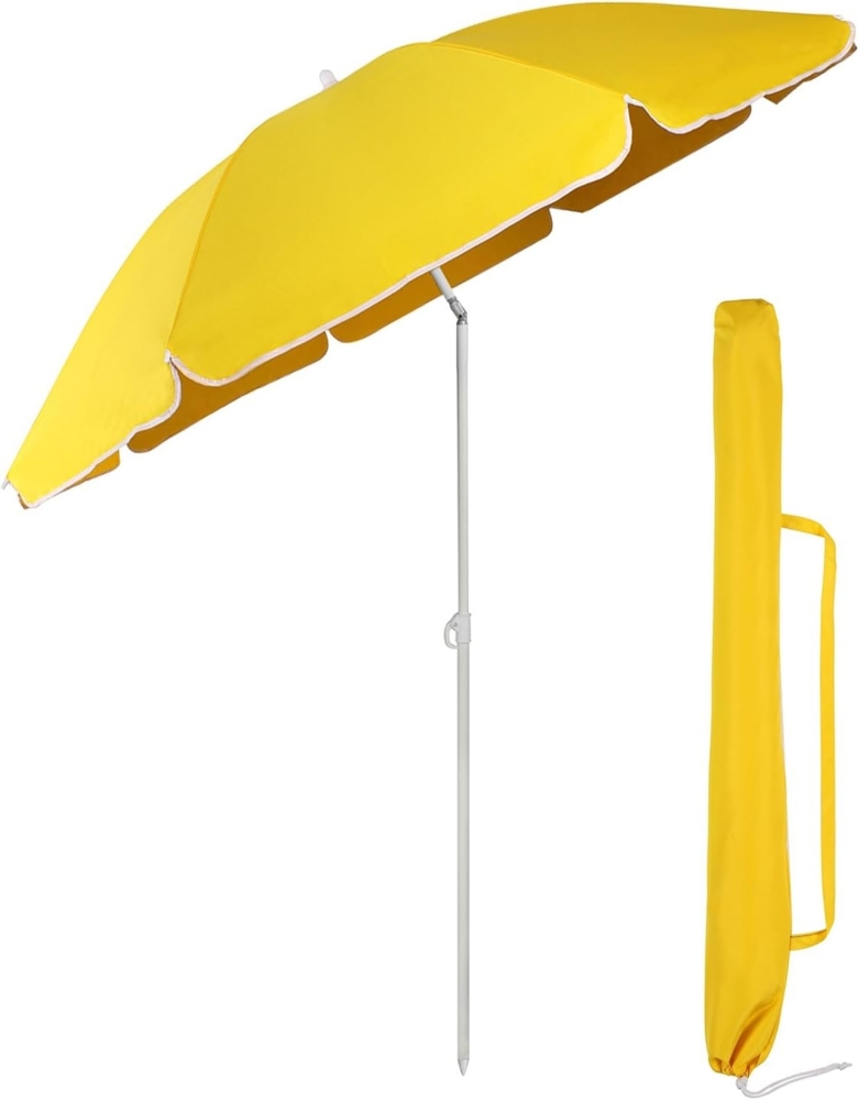 Sekey Sonnenschirm Ø 180 cm Balkonschirm Rund Strandschirm Sonnenschirm mit Schutzhülle, LxB: 180x180 cm, Neigungswinkel verstellbar, Höhe verstellbar, mit Tragetasche Bild 1