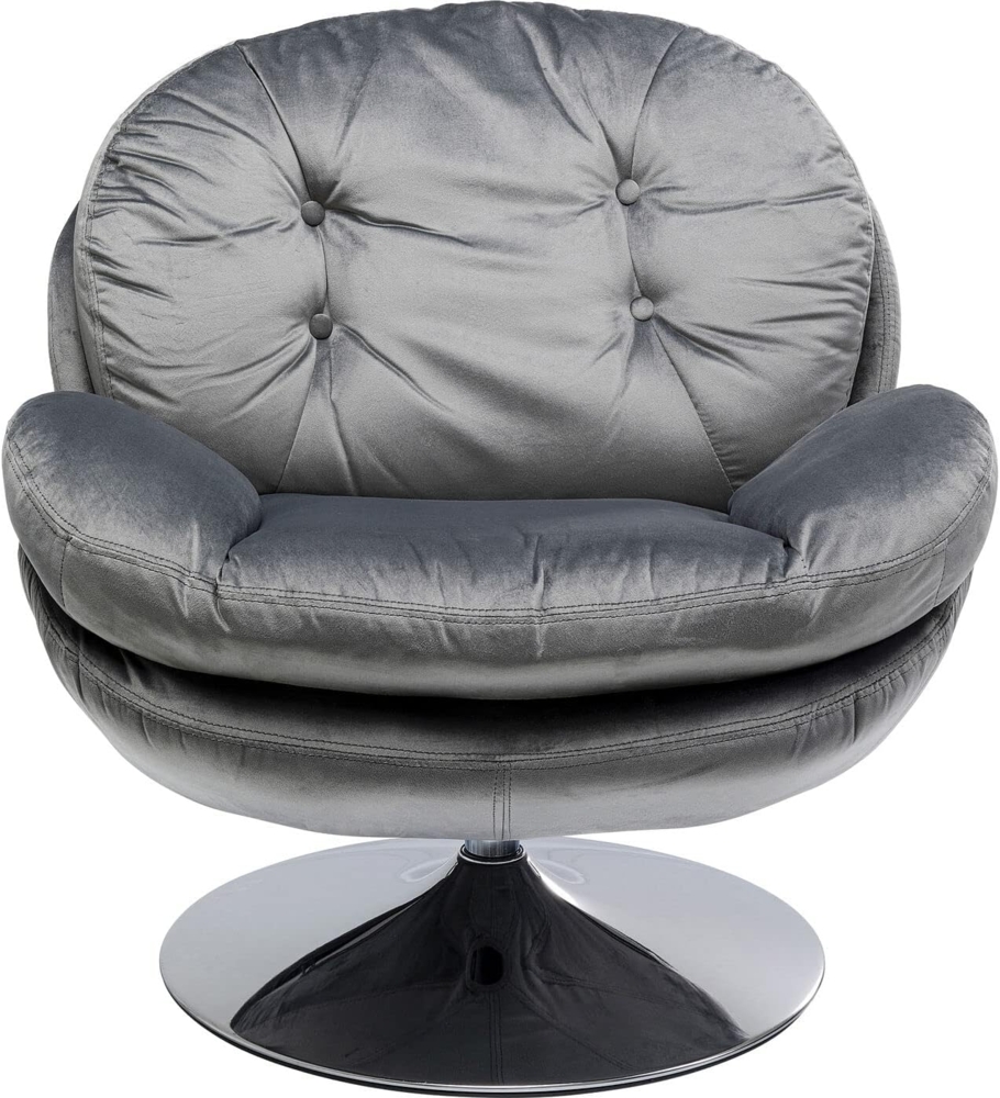 Kare Design Drehsessel Cosy, Grau, Sessel, Polstersessel, Samtoptik, Stahl Fuß, 360 Grad drehbar, Retro Look, 84 x 81 x 83 cm (H/B/T) Bild 1