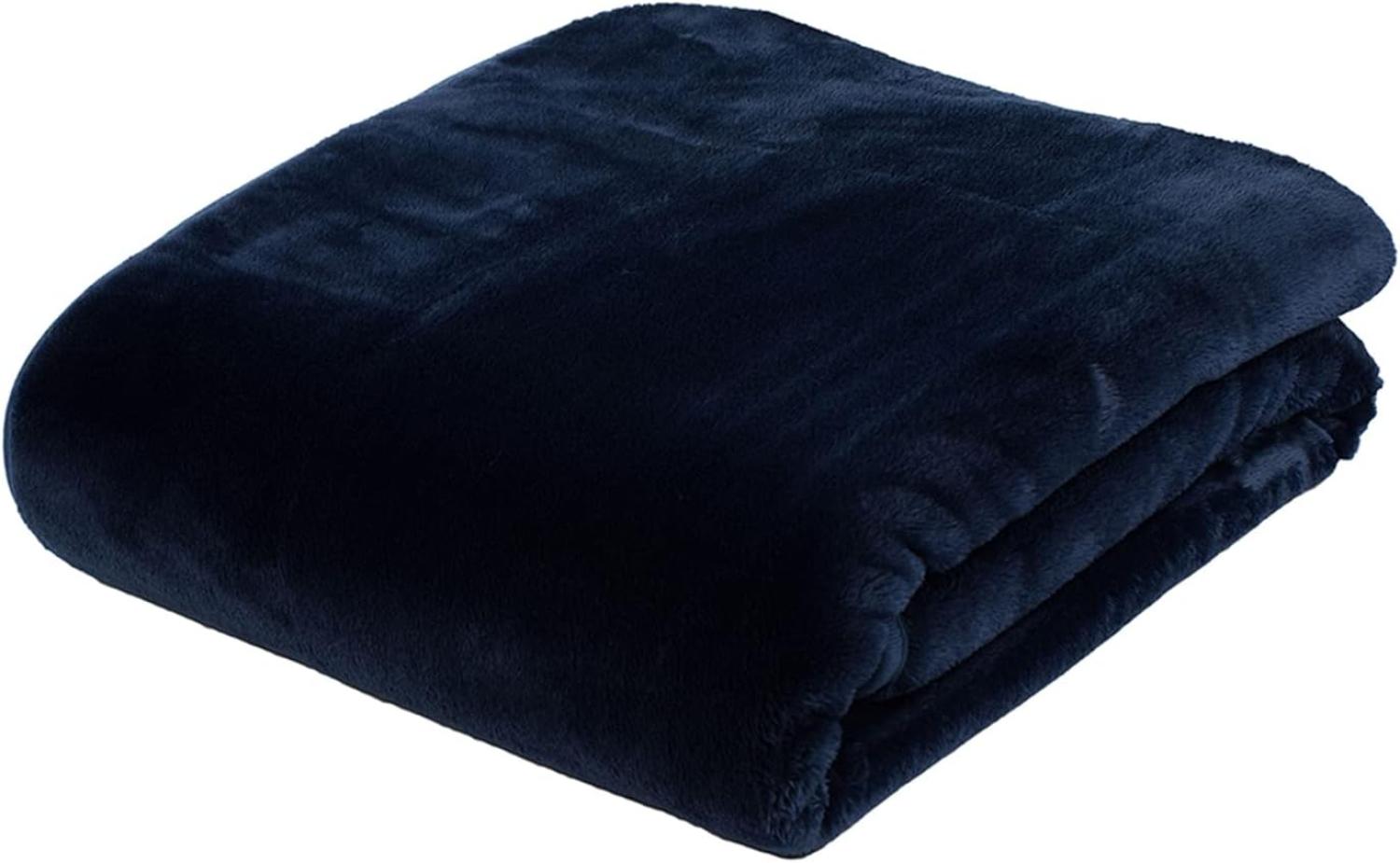 Premium Cashmere Kuscheldecke Tagesdecke Wohndecke 180 x 220 cm,Farbe:marine Bild 1