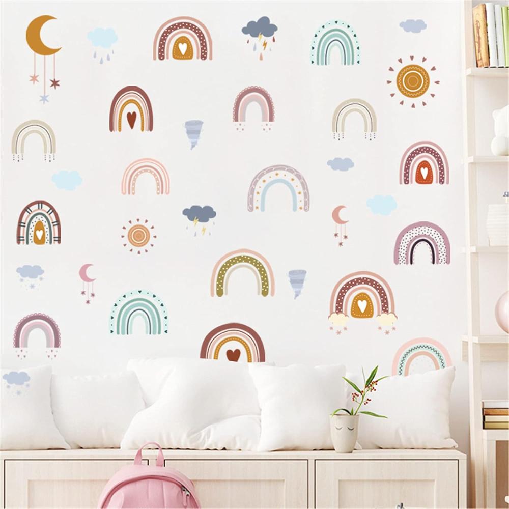 Regenbogen Wandtattoo, Wolke, Regenbogen DIY Kinderzimmer Wandsticker, Groß Wandaufkleber für Mädchen Junge Babyzimmer Kinderzimmer Wanddeko (B) Bild 1