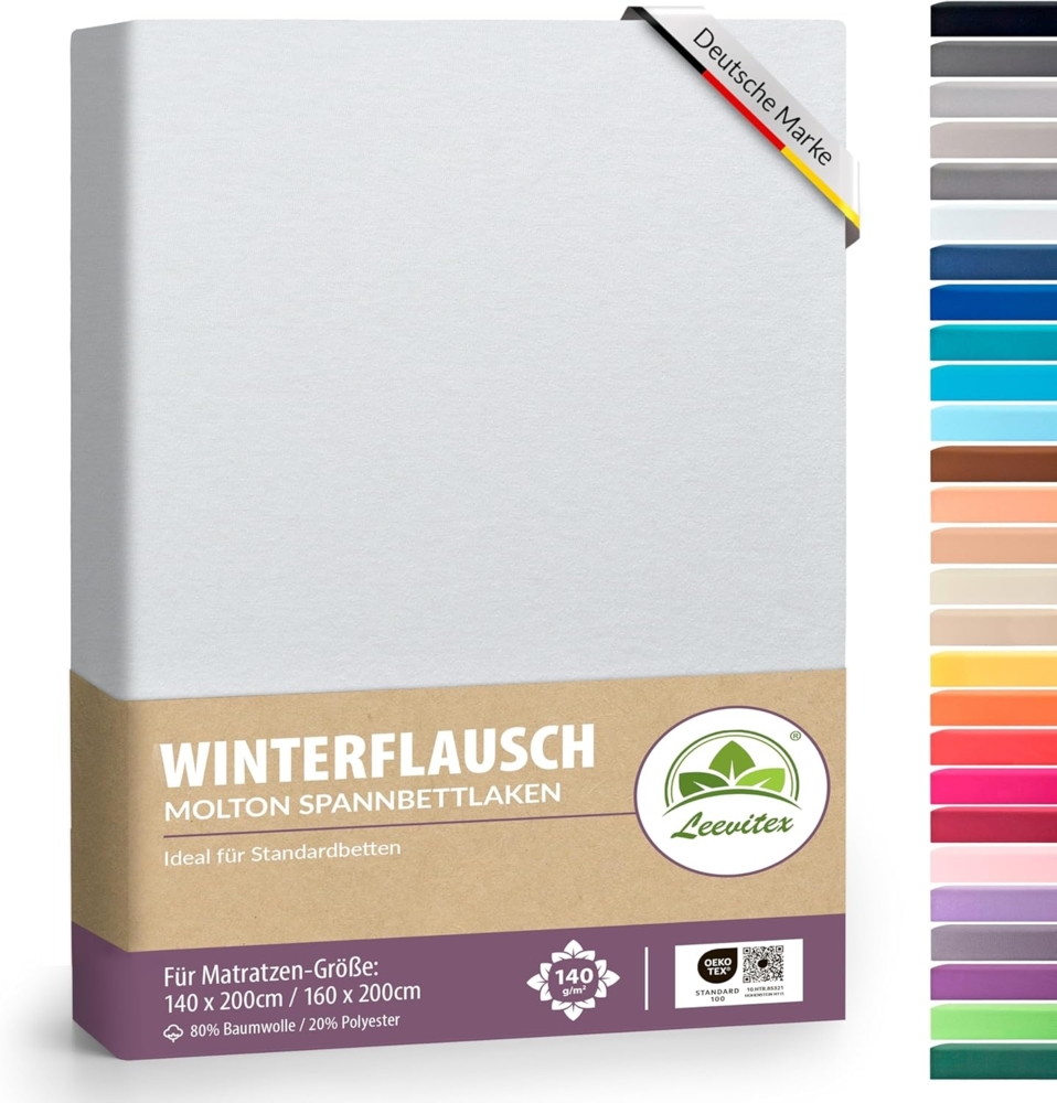 leevitex® Spannbettlaken für kalte Nächte – angenehm weich, passgenau, farbstark & pflegeleicht, Gummizug: Rundum Bild 1