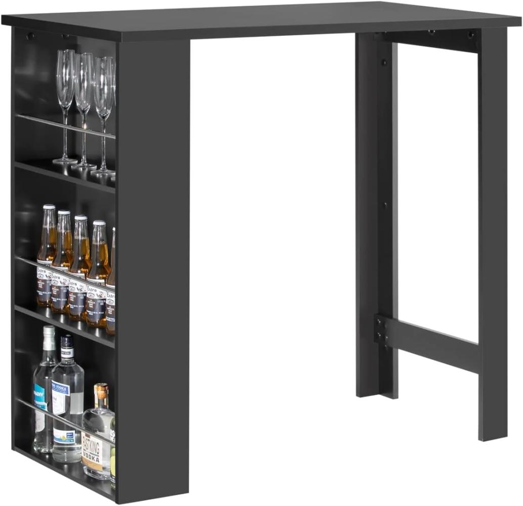 SoBuy FWT17-SCH Bartisch schwarz Küchentisch mit 3 Regalfächern Stehtisch Tresen Theke, BHT ca. : 112x106x57cm Bild 1