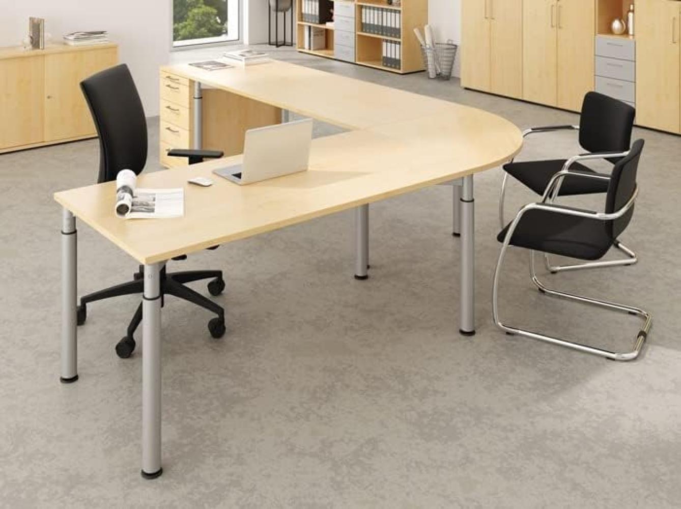 Sitz-Steh-Schreibtisch elektrisch 180x80 cm Nussbaum/Silber Bild 1
