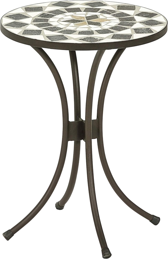 Dehner Blumenhocker Diana, Ø 41 cm, Höhe 54 cm, Metall, mosaikoptik, braun/grau/weiß Bild 1