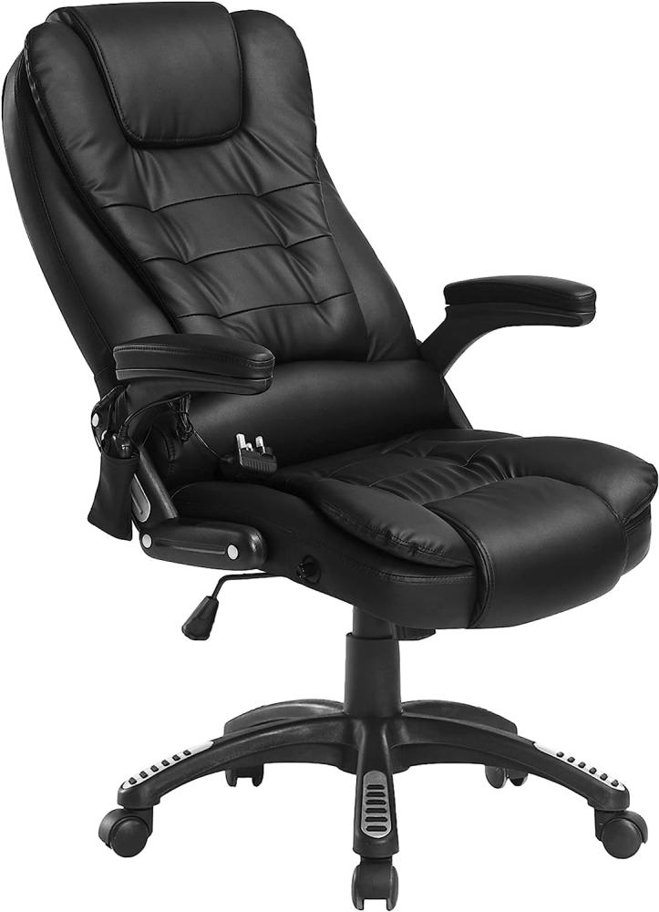 HOMCOM Massagesessel Bürosessel Bürostuhl Chefsessel Gamingsessel 6 Punkt Vibrations Massage mit Wärmefunktion drehbar (Schwarz) Bild 1