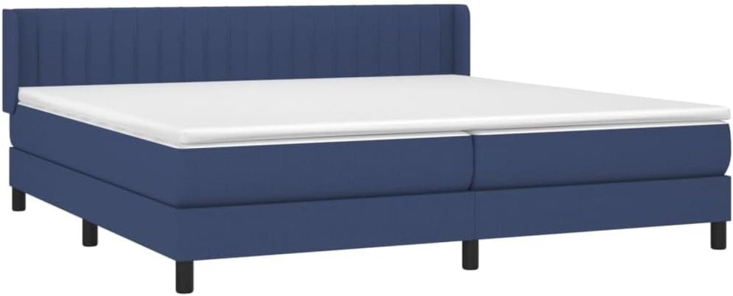 vidaXL Boxspringbett mit Matratze Blau 200x200 cm Stoff, Härtegrad: H2 [3129903] Bild 1