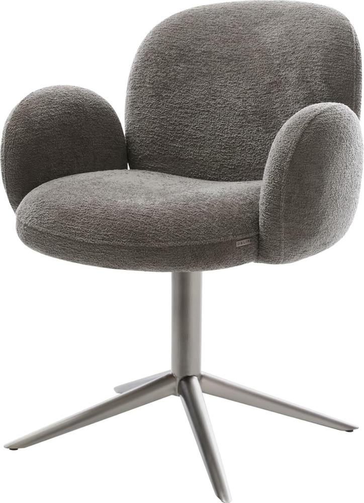 Drehstuhl Nube-Flex mit Armlehnen Bouclé Soft Schlamm Fußkreuz Graphit 360° drehbar Wippfunktion Taschenfederkern Bild 1