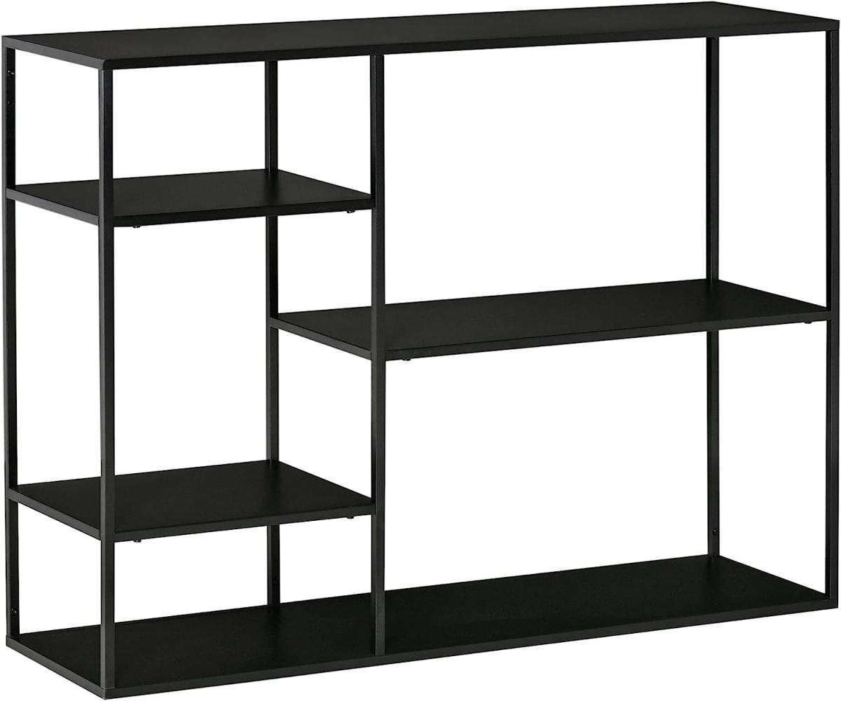 HOMCOM Standregal Bücherregal Lagerregal Aktenregal mit 5 offenen Fächern Küchenregal Metall Schwarz 120 x 35 x 87,5 cm Bild 1