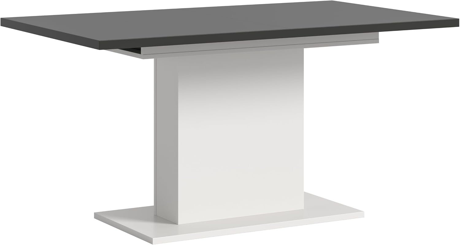 Ausziehbarer Esstisch (B/H/T): 150-190x76x80 in weiß Nachbildung und grau Nachbildung mit Säulen-Fußgestell Bild 1