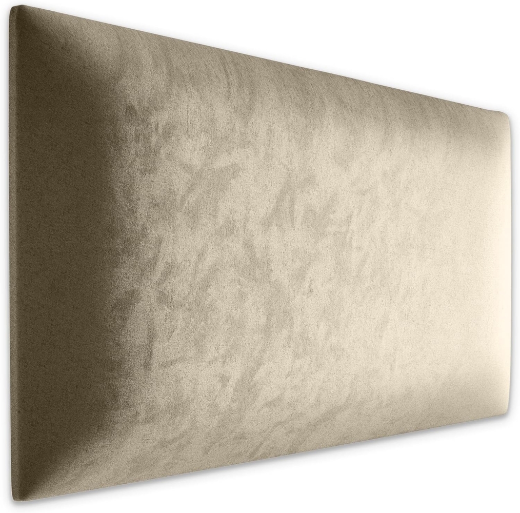 Muralo Samt Wandkissen Stoff Polsterpaneel Schlafzimmer Wohnzimmer Bett Wandpolster Bettkopfteil Lendekissen Modern Luxus Gepolstert Polster Paneel (Creme, 50x40 cm) Bild 1