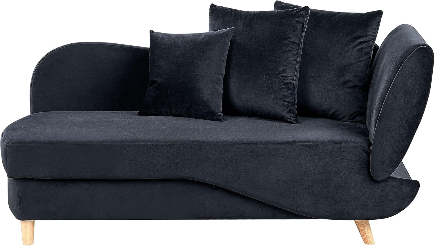 Chaiselongue Samtstoff schwarz mit Bettkasten rechtsseitig MERI II Bild 1