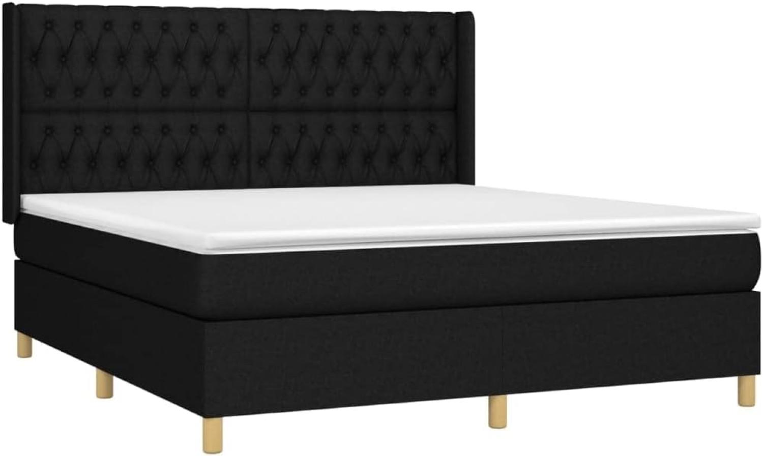 vidaXL Boxspringbett mit Matratze Schwarz 180x200 cm Stoff 3132251 Bild 1