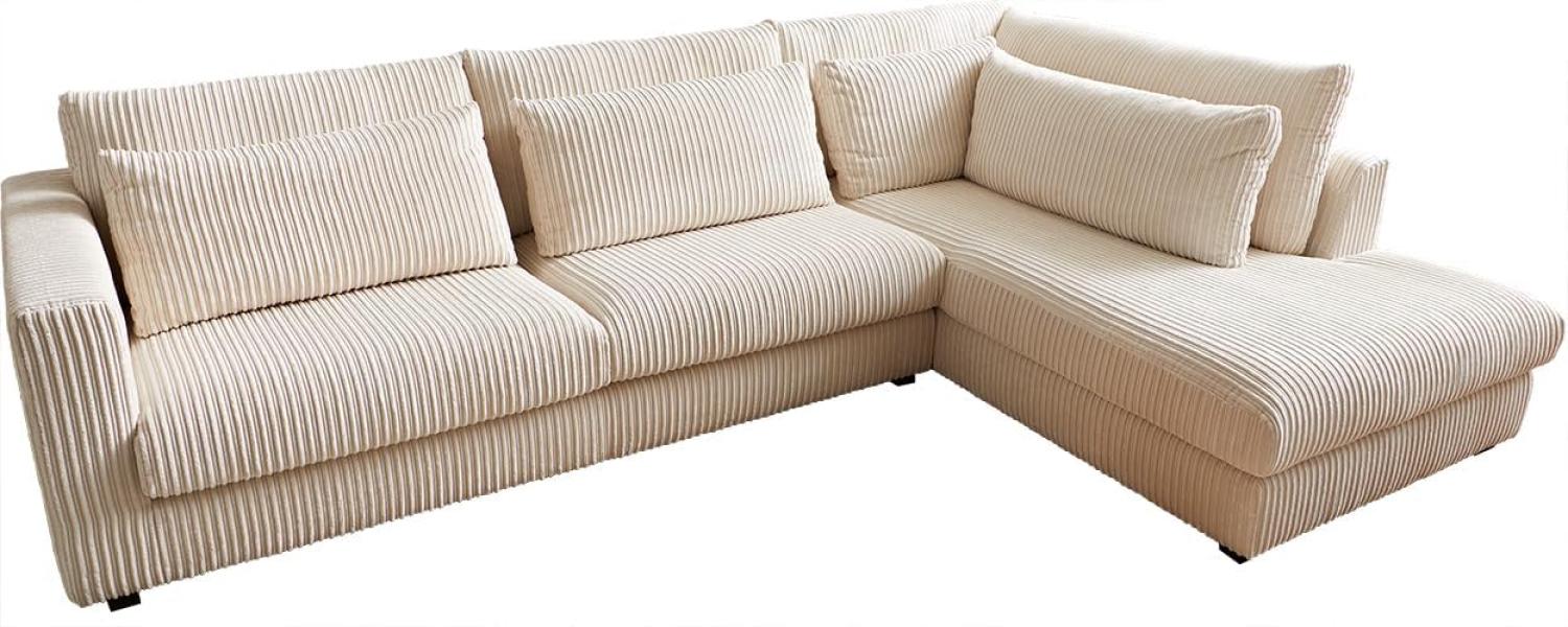 Ecksofa Isla 330x225 cm Cord Beige Ottomane rechts Bild 1