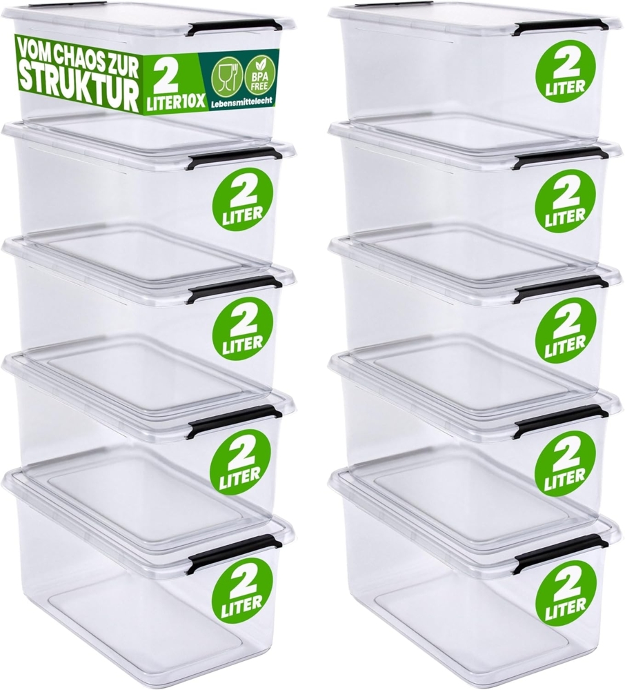 DEUBA® Aufbewahrungsbox-Set, 10-teilig, mit Deckel, 2 L Bild 1