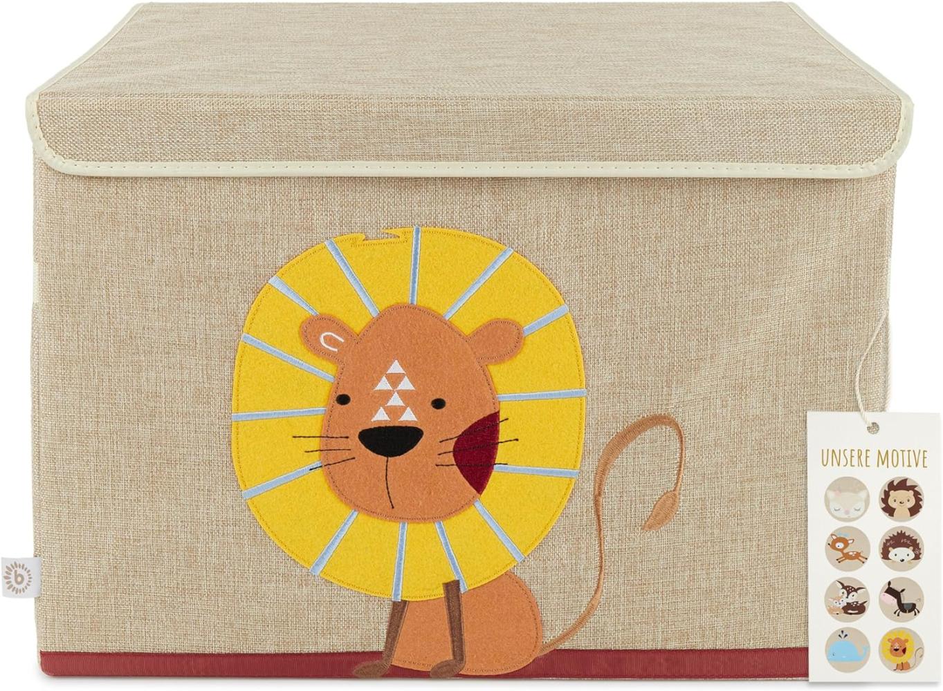 Grosse Spielzeugbox fürs Kinderzimmer, Löwe, natur, 36 x 36 x 51 cm, von Bieco Bild 1