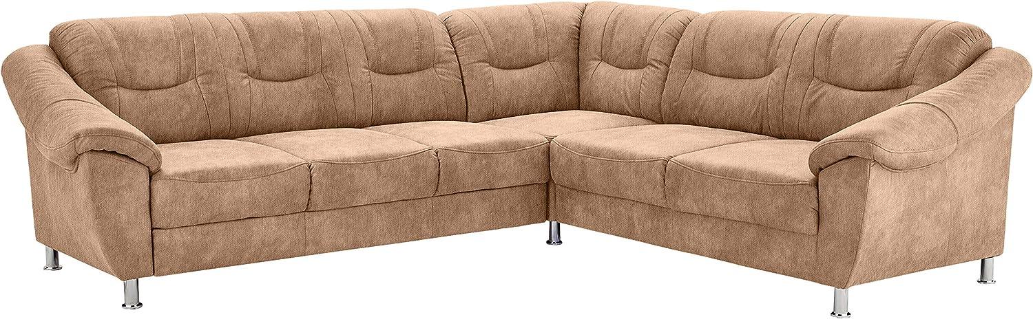 Cavadore Ecksofa Salisa mit Federkern / Polsterecke im klassischen Design / inkl. Bettfunktion / 264 x 86 x 244 / Mikrofaser Beige Bild 1