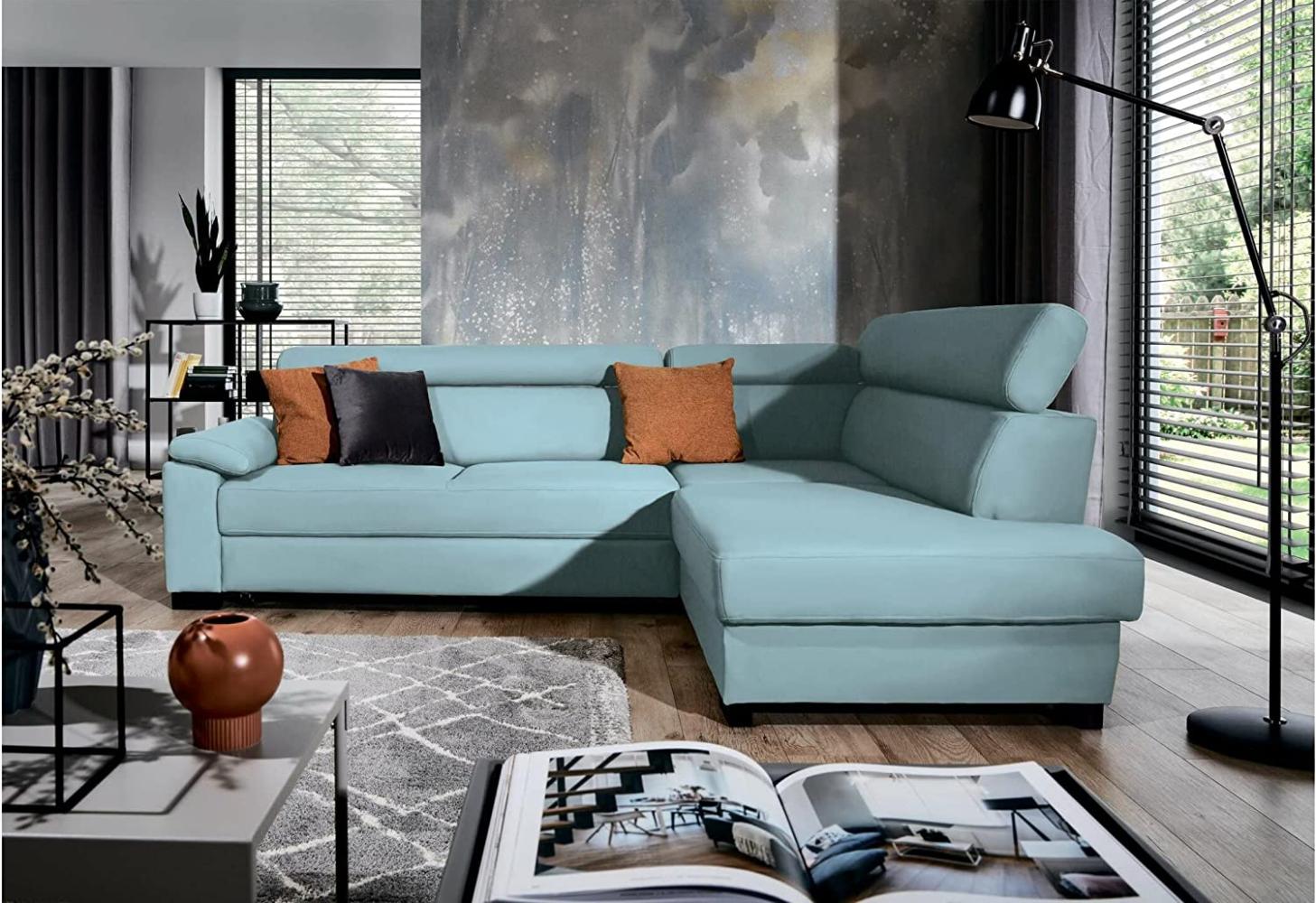 Stylefy Fulda Ecksofa Strukturstoff INARI Pastellblau Rechts Bild 1