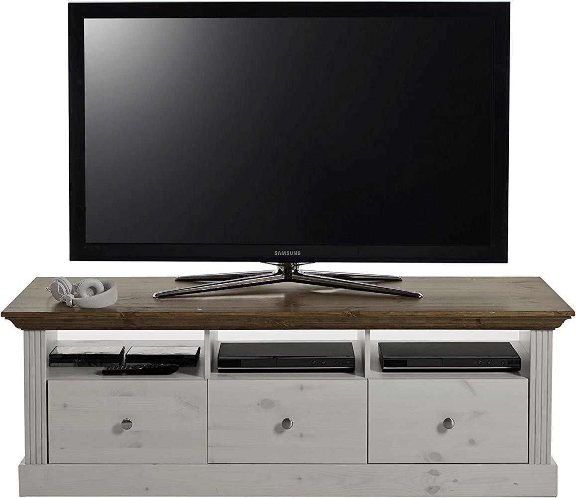 TV-Board 'MONACO' Kiefer massiv Weiß White Wash Provence Bild 1
