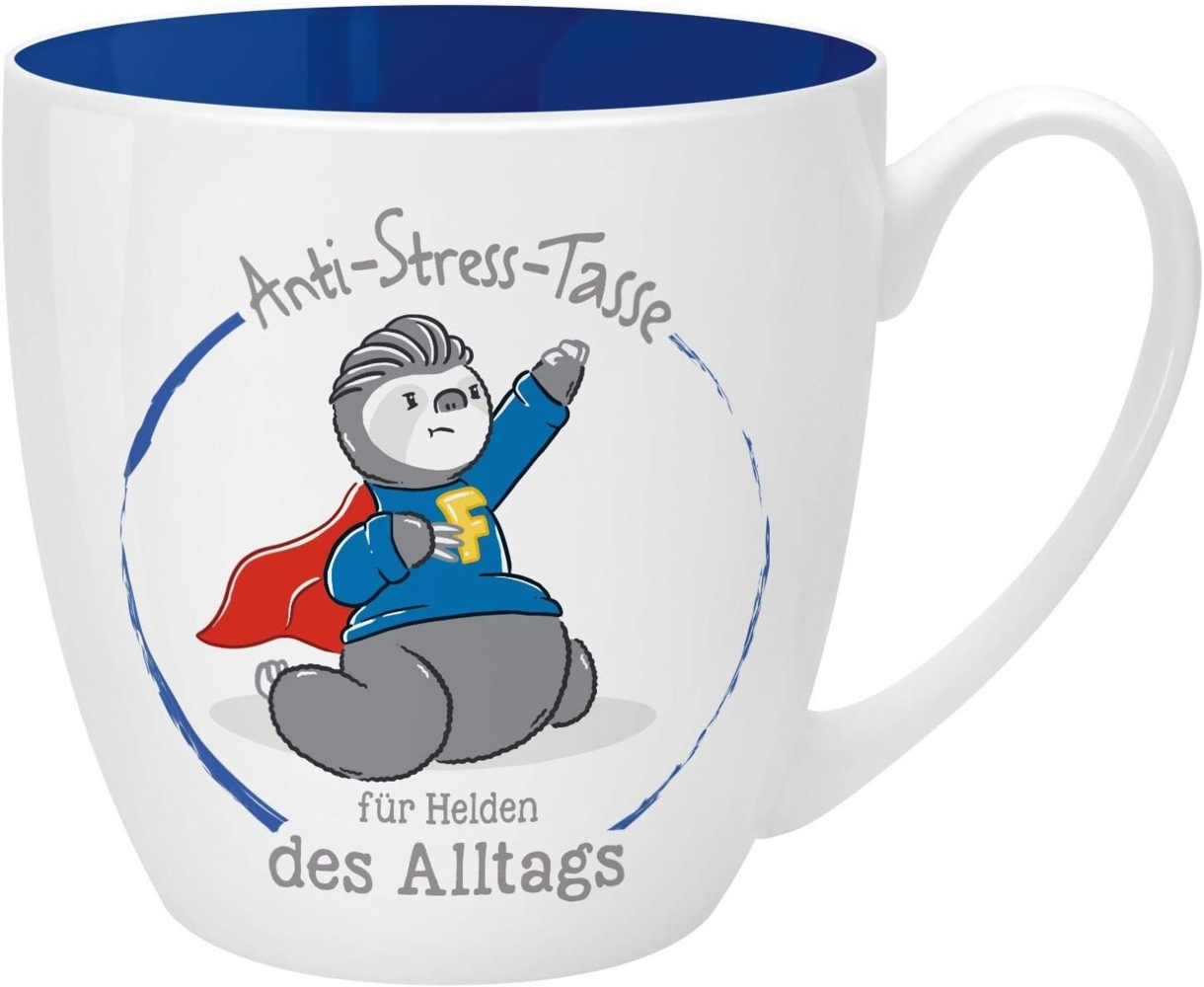 GRUSS & CO Anti-Stress-Tasse Motiv "Helden" | Tasse mit Spruch, 45 cl, New Bone China | Geschenk für Ihn | 46264 Bild 1