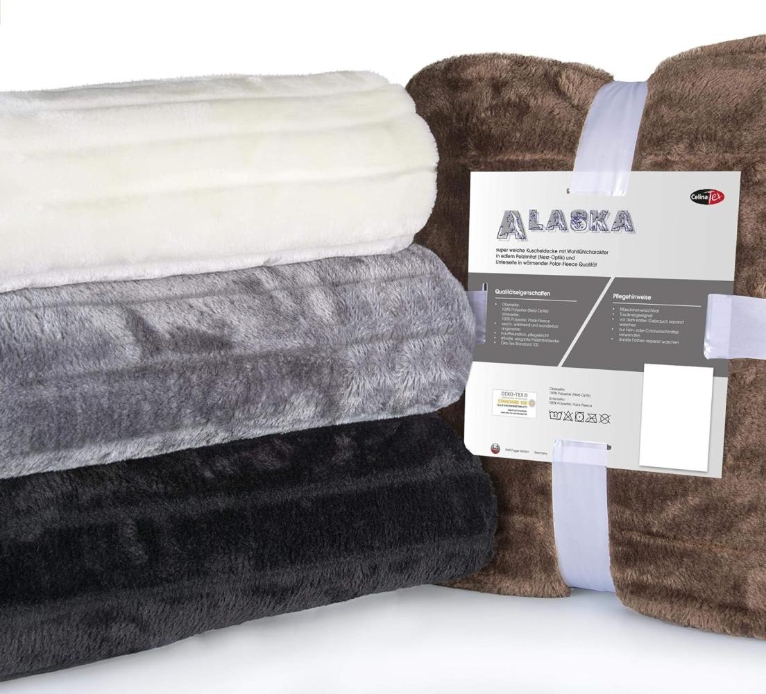 Wohndecke Alaska Kuscheldecke Sofa Felloptik Pelzimitat 150x200cm schwarz, CelinaTex, allergikergeeignet,bügelfrei,flauschig,kuschelweich,mollig warm Bild 1