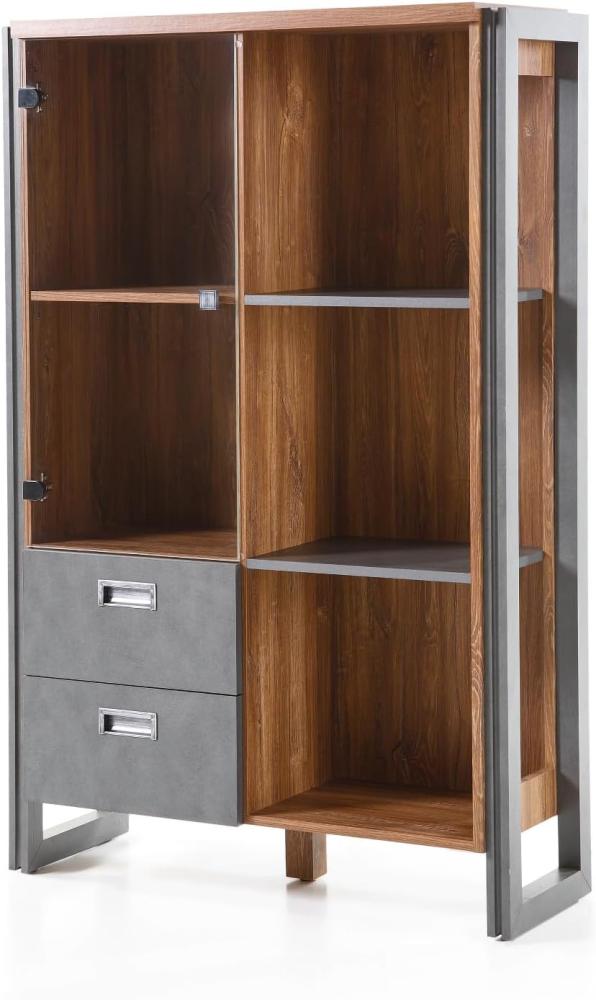 Highboard Auburn Eiche Stirling und Matera grau 90 x 140 cm Bild 1