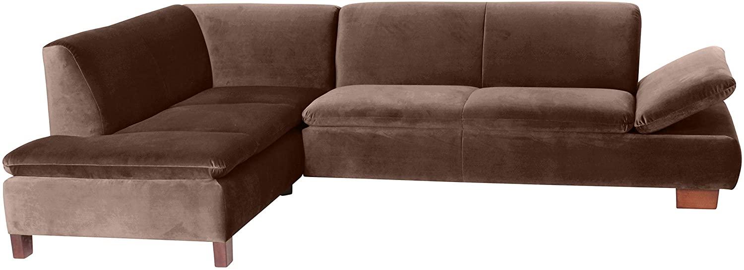 Terrence Ecksofa Samtvelours Braun Buche Nussbaumfarben Bild 1