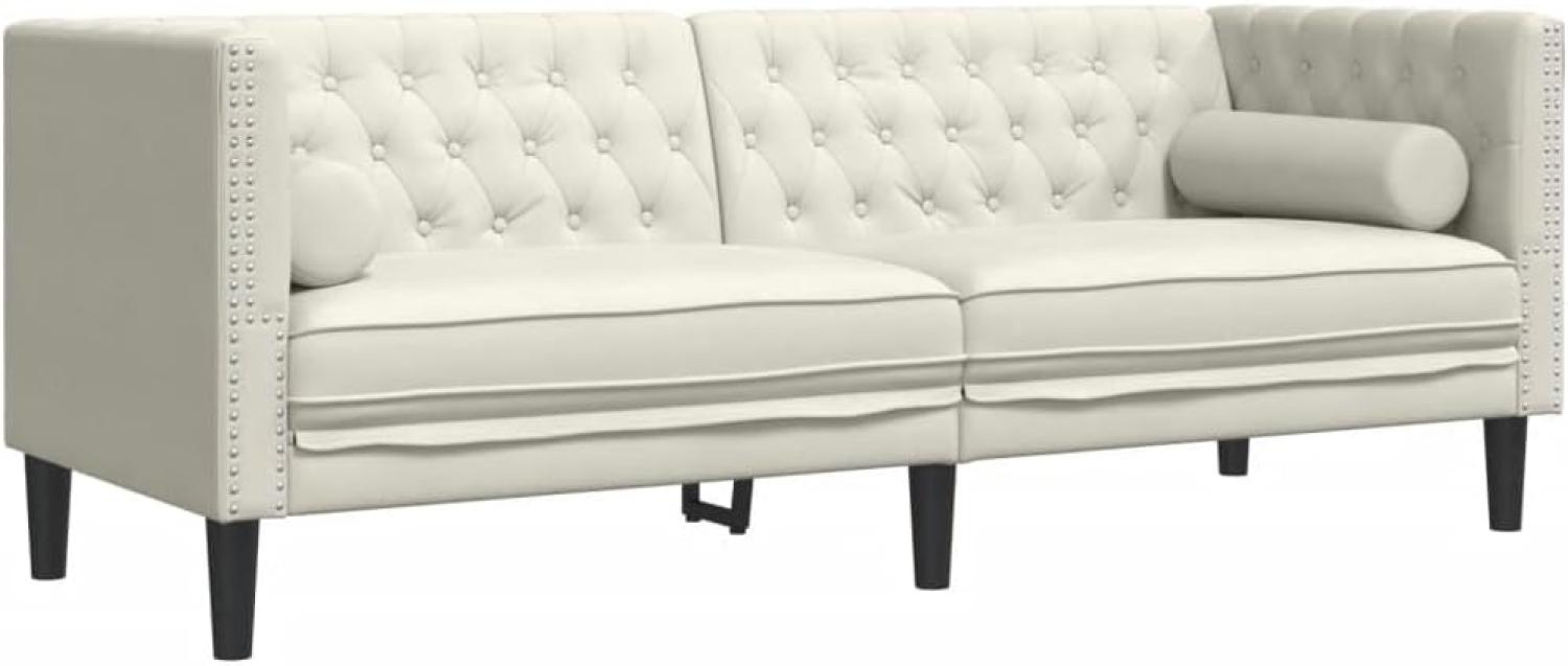 Chesterfield-Sofa mit Nackenrollen 3-Sitzer Creme Samt 372700 Bild 1