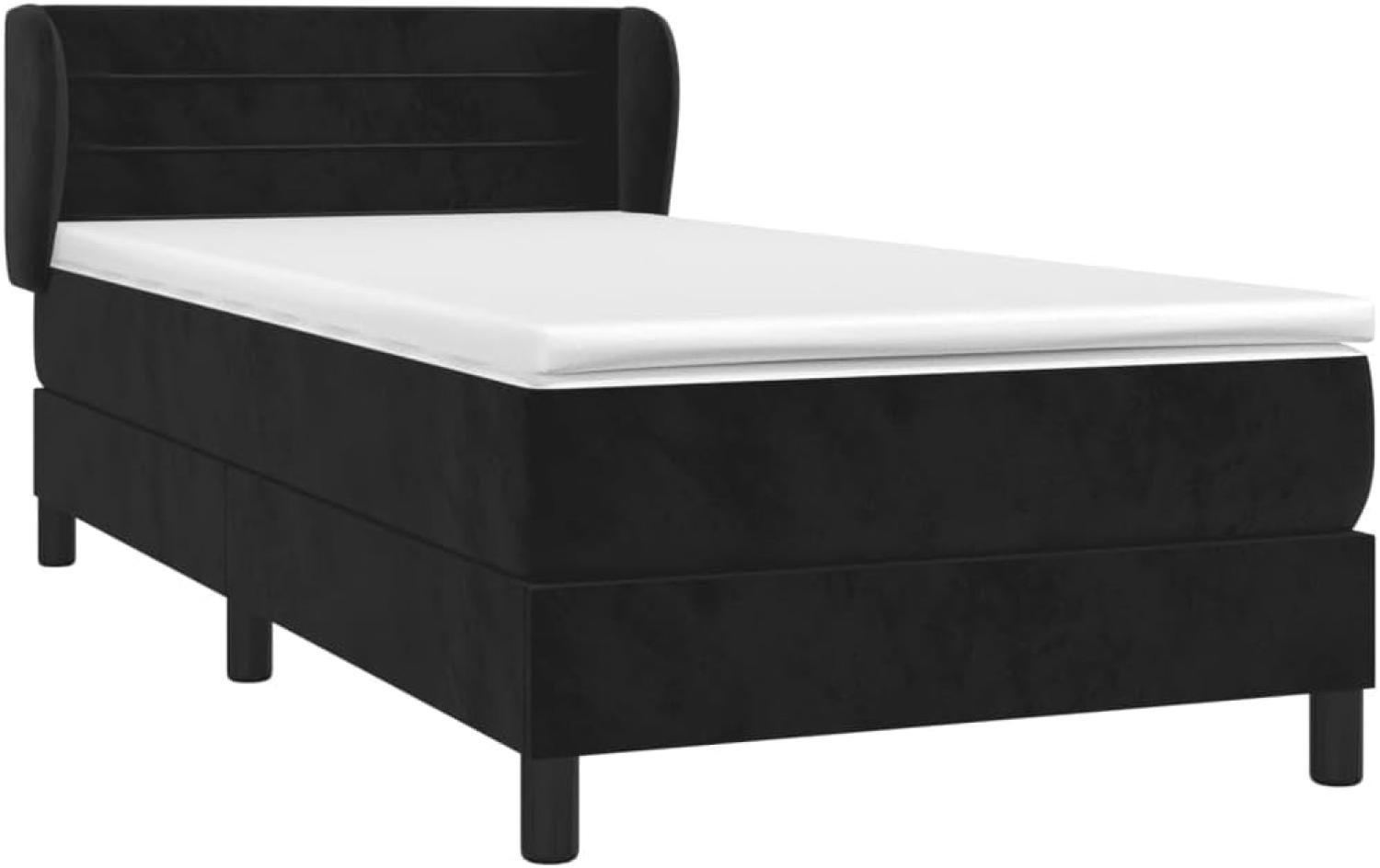 vidaXL Boxspringbett mit Matratze Schwarz 100x200 cm Samt 3127537 Bild 1