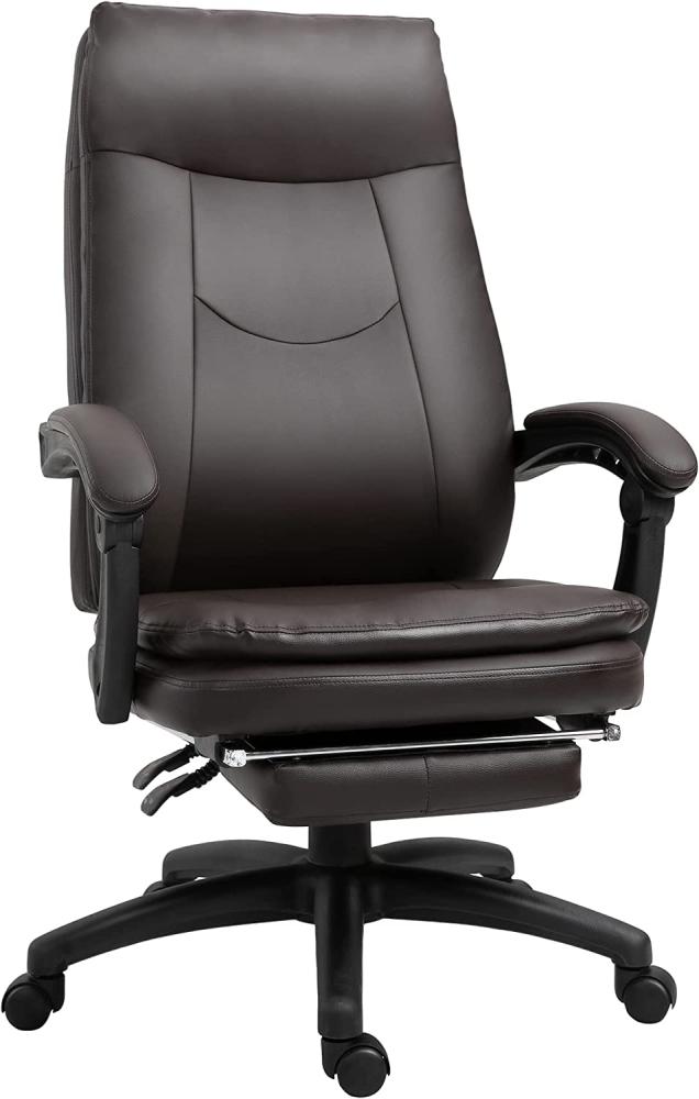 Vinsetto Ergonomischer Bürostuhl mit Fußstütze, Chefsessel, Gepolsterte Rückenlehne, Braun, 64 x 64 x 112-120 cm Bild 1