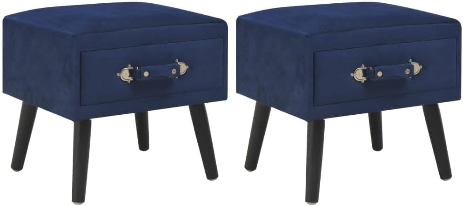 vidaXL Nachttische 2 Stk. Blau 40 x 35 x 40 cm Samt 276384 Bild 1