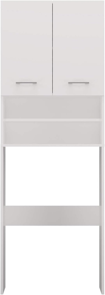 ADGO Pola Schrank für eine Waschmaschine, Schrank für EIN Badezimmer, Toilettenregal, Waschmaschinenüberbau, Badezimmerschrank, Waschmaschinenschrank, Überbau Badschrank Hochschrank (Weiß) Bild 1