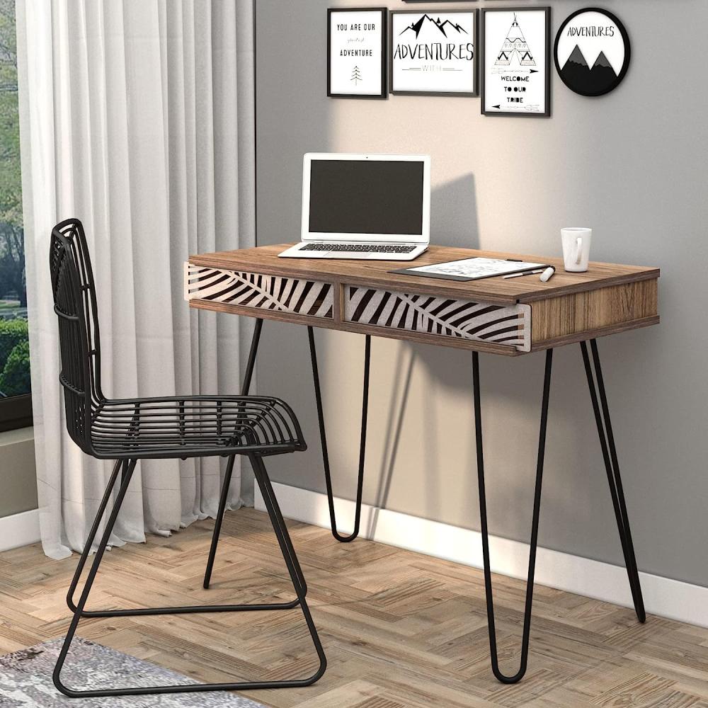 Schreibtisch Tinn 94 x 50 x 73 cm Walnuss / Schwarz [en. casa] Bild 1