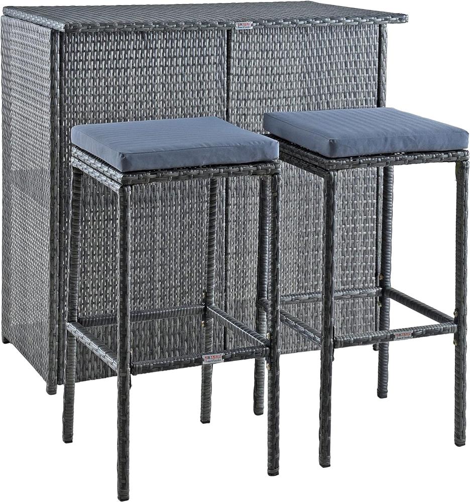 Polyrattan Bar Gartenbar Barset Sitzgruppe Rattan Set Tresen Anthrazit-Grau Bild 1