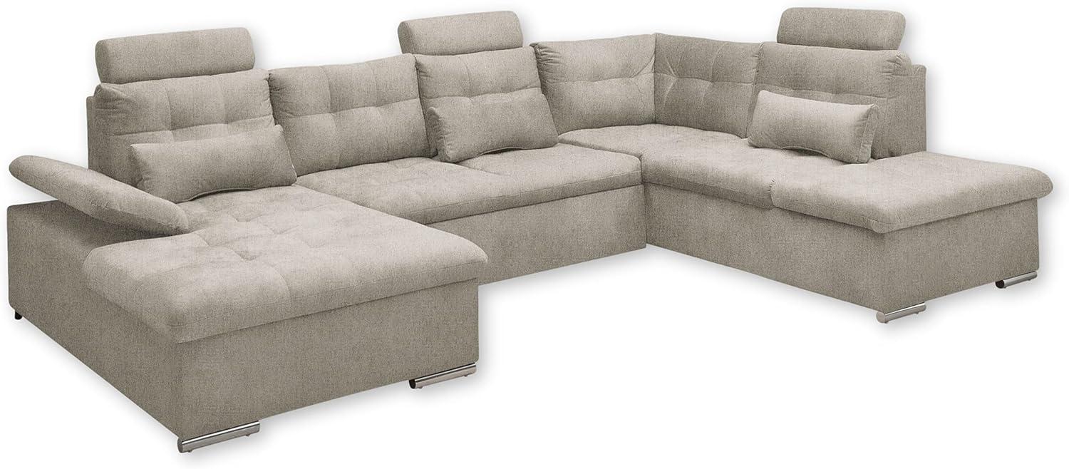 U-Form Sofa mit Schlaffunktion und Bettkasten - Stone - Medan XXL Bild 1