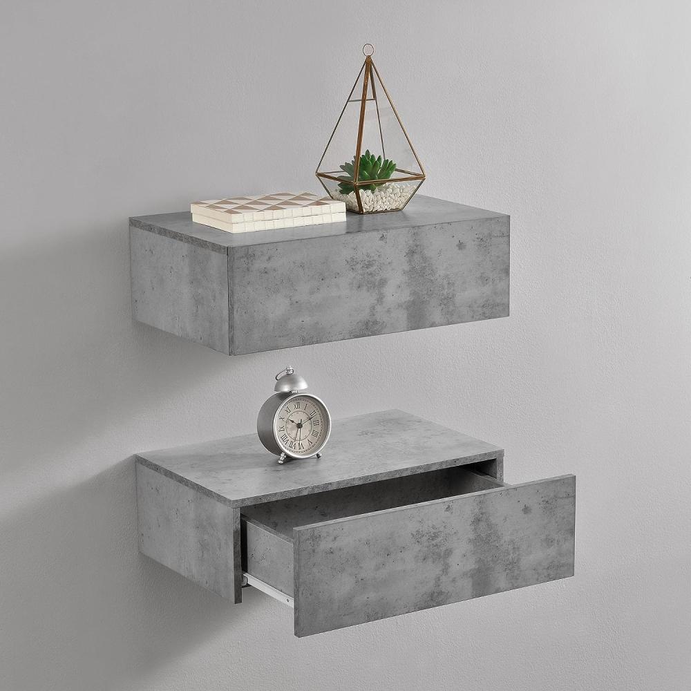 Wandregal Oslo 2er Set 46x30x15cm Beton-Optik [en. casa] Bild 1