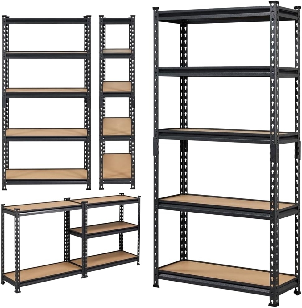 Yaheetech 5-stufiges Lagerregal mit verstellbaren Regalböden, Schwerlastregal Kellerregal Standregal Steckregal je Fach 175kg belastbar, 75 x 30 x 153 cm/schwarz Bild 1