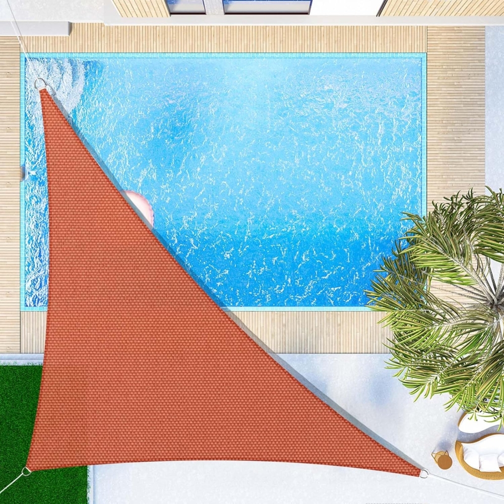 SUNNY GUARD Sonnensegel Wasserdicht 3 x 3 x 4.25 m Dreieckig Sonnenschutz Wetterschutz Segel Baldachin UV Schutz für Balkon Terrasse Garten, Orange Rot Bild 1