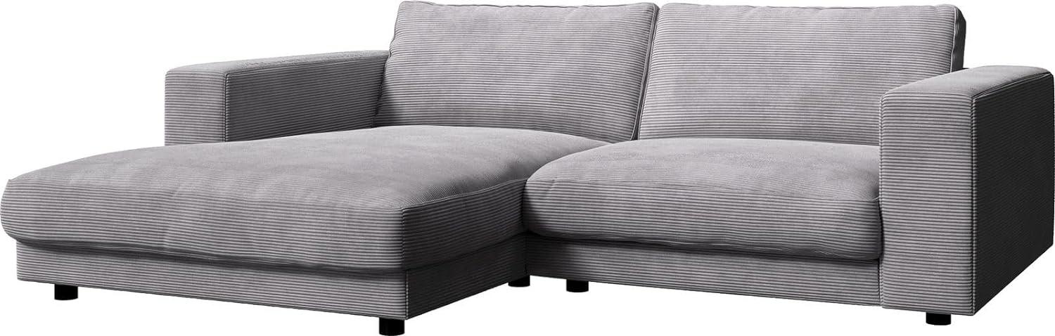 Ecksofa Cubico 250x190 cm Cord Silbergrau Recamiere links Bild 1