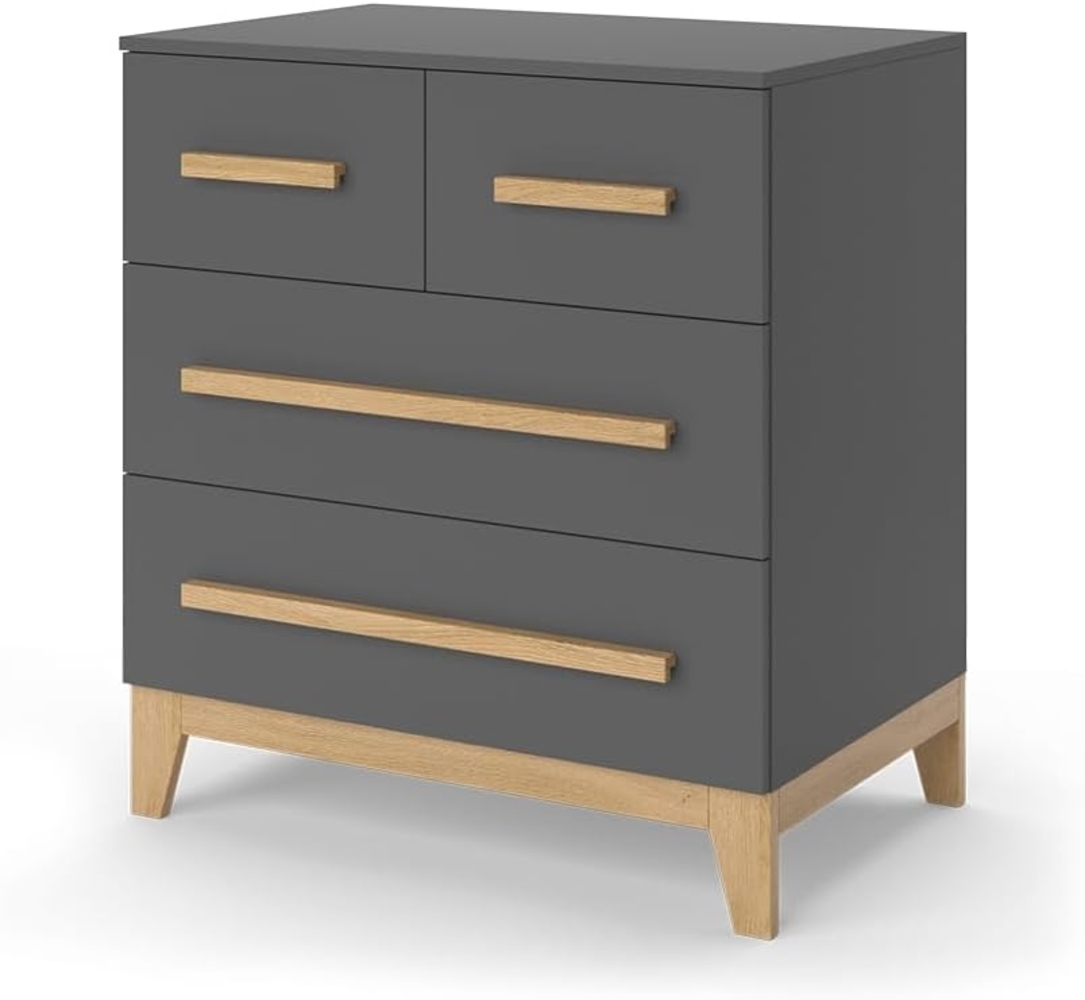 Kommode Malia Grau 80 x 88 cm mit 4 Schubladen Vitalispa Bild 1