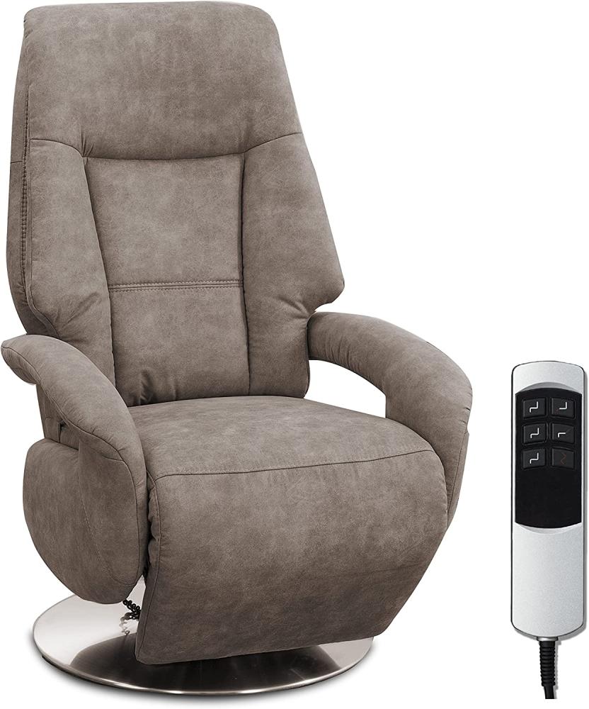 Cavadore TV-Sessel Edinburgh / Fernsehsessel mit elektrisch verstellbarer Relaxfunktion / 2 E-Motoren / 74 x 114 x 77 / Lederoptik: hellbraun Bild 1